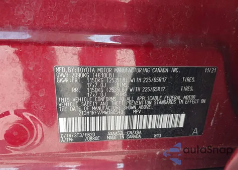 2021 Toyota Rav4 Le from USA, damaged, VIN 2T3H1RFV7MW180540